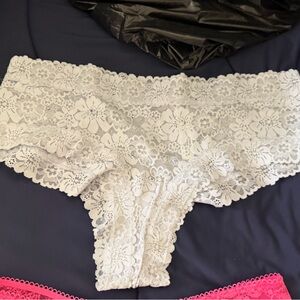 Victoria's Secret Floral Lace Panties light blue bling shine
